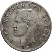 German States coin 2 Mark - Otto (1891 - 1913) obverse obverse of 2 Mark - Otto (1891 - 1913) coin with KM# 913 from German States. Inscription: OTTO KOENIG VON BAYERN D