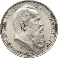 German States coin 3 Mark - Otto - Prince Regent Luitpold (1911) obverse obverse of 3 Mark - Otto - Prince Regent Luitpold (1911) coin with KM# 998 from German States. Inscription: LVITPOLD PRINZ- REGENT V. BAYERN D