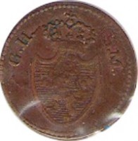 obverse of 1 Pfennig - Ludwig X (1811 - 1819) coin with KM# 280 from German States. Inscription: G.H.S.M.
