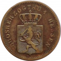 German States coin 1 Pfennig - Ludwig III (1857 - 1872) obverse obverse of 1 Pfennig - Ludwig III (1857 - 1872) coin with KM# 337 from German States. Inscription: GROSHERZOGTHUM HESSEN
