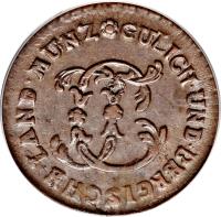 German States coin 1/2 Stüber - Carl Theodor (1765 - 1794) obverse obverse of 1/2 Stüber - Carl Theodor (1765 - 1794) coin with KM# 206 from German States. Inscription: GULICH UND BERGISCHE LAND MUNZ