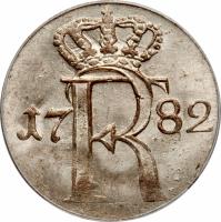 obverse of 1/24 Thaler - Friedrich II (1764 - 1786) coin with KM# 296 from German States. Inscription: 17 FR 82