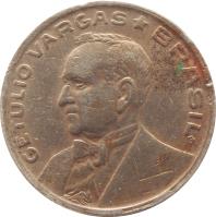 obverse of 50 Centavos (1942 - 1943) coin with KM# 557 from Brazil. Inscription: GETULIO VARGAS * BRASIL