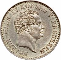 German States coin 2 1/2 Silber Groschen - Friedrich Wilhelm IV (1842 - 1852) obverse obverse of 2 1/2 Silber Groschen - Friedrich Wilhelm IV (1842 - 1852) coin with KM# 444 from German States. Inscription: FRIEDR. WILH. IV KOENIG V. PREUSSEN