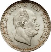 obverse of 2 1/2 Silber Groschen - Wilhelm I (1861 - 1873) coin with KM# 486 from German States. Inscription: WILHELM KOENIG VON PREUSSEN