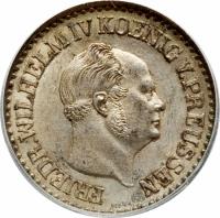 German States coin 1 Silber Groschen - Friedrich Wilhelm IV (1853 - 1860) obverse obverse of 1 Silber Groschen - Friedrich Wilhelm IV (1853 - 1860) coin with KM# 462 from German States. Inscription: FRIEDR.WILHELM IV KOENIG V.PREUSSEN