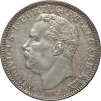 obverse of 1 Rupia - Luíz I - Mumbai mint (1881 - 1885) coin with KM# 312 from India. Inscription: LUDOVICUS*I*PORTUG: ET ALGARB: REX *1882*