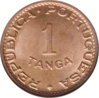 India coin 1 Tanga (1947) reverse reverse of 1 Tanga (1947) coin with KM# 24 from India. Inscription: REPUBLICA PORTUGUESA 1 TANGA
