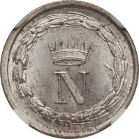 Italian States coin 10 Centesimi - Napoleon I (1808 - 1813) obverse obverse of 10 Centesimi - Napoleon I (1808 - 1813) coin with C# 4 from Italian States. Inscription: N