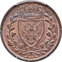 Italian States coin 3 Centesimi - Carlo Felice (1826) obverse obverse of 3 Centesimi - Carlo Felice (1826) coin with KM# 126 from Italian States.