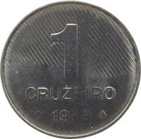 reverse of 1 Cruzeiro (1979 - 1984) coin with KM# 590 from Brazil. Inscription: 1 CRUZEIRO 1979