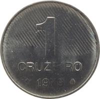 Brazil coin 1 Cruzeiro (1979 - 1984) reverse reverse of 1 Cruzeiro (1979 - 1984) coin with KM# 590 from Brazil. Inscription: 1 CRUZEIRO 1979