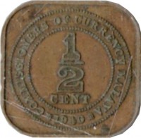 Malaya coin 1/2 Cent - George VI (1940) reverse reverse of 1/2 Cent - George VI (1940) coin with KM# 1 from Malaya. Inscription: COMMISSIONERS OF CURRENCY MALAYA ½ CENT 1940