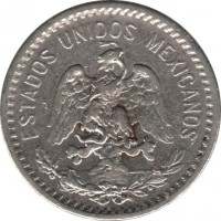 obverse of 20 Centavos (1905 - 1914) coin with KM# 435 from Mexico. Inscription: ESTADOS UNIDOS MEXICANOS