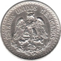 obverse of 10 Centavos (1919) coin with KM# 429 from Mexico. Inscription: ESTADOS UNIDOS MEXICANOS