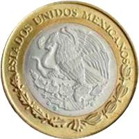 obverse of 20 Pesos - Belisario Dominguez (2013) coin with KM# 970 from Mexico. Inscription: ESTADOS UNIDOS MEXICANOS