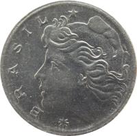 obverse of 5 Centavos (1967 - 1975) coin with KM# 577 from Brazil. Inscription: BRASIL