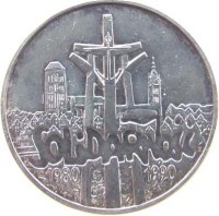 reverse of 100000 Złotych - 10th Anniversary of 