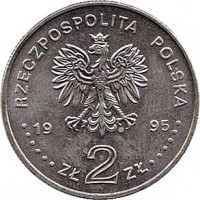Poland coin 2 Złote - Battle of Warsaw (1995) obverse obverse of 2 Złote - Battle of Warsaw (1995) coin with Y# 297 from Poland. Inscription: RZECZPOSPOLITA POLSKA 19 95 ZŁ 2 ZŁ