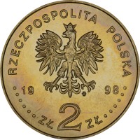 Poland coin 2 Złote - Regaining of Independence (1998) obverse obverse of 2 Złote - Regaining of Independence (1998) coin with Y# 349 from Poland. Inscription: RZECZPOSPOLITA POLSKA 1998 ZŁ 2 ZŁ