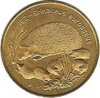 Poland coin 2 Złote - Hedgehog (1996) reverse reverse of 2 Złote - Hedgehog (1996) coin with Y# 311 from Poland. Inscription: JEŻ - Erinaceus europaeus