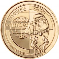 reverse of 2 Złote - Joining NATO (1999) coin with Y# 357 from Poland. Inscription: DO WSTĄPIENIE POLSKI NATO