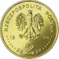 obverse of 2 Złote - Jan Laski (1999) coin with Y# 363 from Poland. Inscription: RZECZPOSPOLITA POLSKA 1999 ZŁ 2 ZŁ