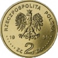 obverse of 2 Złote - Juliusz Slowacki (1999) coin with Y# 356 from Poland. Inscription: RZECZPOSTOLITA POLSKA 19 99 ZŁ 2 ZŁ