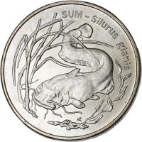 reverse of 2 Złote - European Catfish (1995) coin with Y# 289 from Poland. Inscription: SUM-Silirus glanis