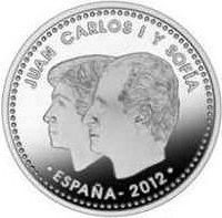 obverse of 30 Euro - Juan Carlos I - Euro Circulation (2012) coin from Spain. Inscription: JUAN CARLOS I Y SOFIA · ESPAÑA-2012 ·