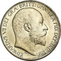 United Kingdom coin 1 Crown - Edward VII (1902) obverse obverse of 1 Crown - Edward VII (1902) coin with KM# 803 from United Kingdom. Inscription: EDWARDVS VII DEI GRA: BRITT: OMN: FID: DEF: IND: IMP: