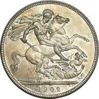 United Kingdom coin 1 Crown - Edward VII (1902) reverse reverse of 1 Crown - Edward VII (1902) coin with KM# 803 from United Kingdom. Inscription: 1902 B.P.
