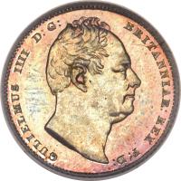 obverse of 6 Pence - William IV (1831 - 1837) coin with KM# 712 from United Kingdom. Inscription: GULIELMUS IIII D:G: BRITANNIAR: REX: F: D