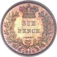 reverse of 6 Pence - William IV (1831 - 1837) coin with KM# 712 from United Kingdom. Inscription: SIX PENCE 1831