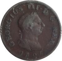 obverse of 1 Farthing - George III (1806 - 1807) coin with KM# 661 from United Kingdom. Inscription: GEORGIUS III · D:G · REX. 1806