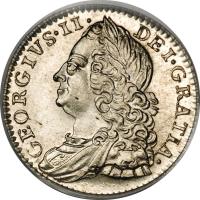 United Kingdom coin 6 Pence - George II (1743 - 1758) obverse obverse of 6 Pence - George II (1743 - 1758) coin with KM# 582 from United Kingdom. Inscription: GEORGIUS · II · DEI · GRATIA ·
