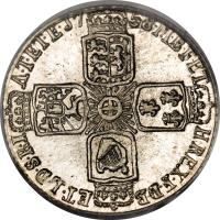 United Kingdom coin 6 Pence - George II (1743 - 1758) reverse reverse of 6 Pence - George II (1743 - 1758) coin with KM# 582 from United Kingdom. Inscription: M · B · F · ET H · REX · F · D · B ET · L · D · S · R · I A · T · ET · E · 17 57 ·