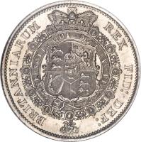 United Kingdom coin 1/2 Crown - George III (1816 - 1817) reverse reverse of 1/2 Crown - George III (1816 - 1817) coin with KM# 667 from United Kingdom. Inscription: BRITANNIARUM REX FID: DEF: HONI · SOIT · QUI · MAL · Y · PENSE ·