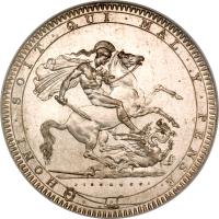 United Kingdom coin 1 Crown - George III (1818 - 1820) reverse reverse of 1 Crown - George III (1818 - 1820) coin with KM# 675 from United Kingdom. Inscription: HONI · SOIT · QUI · MAL · Y · PENSE. PESTRUCCI