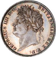 obverse of 1 Crown - George IV (1821 - 1822) coin with KM# 680 from United Kingdom. Inscription: GEORGIUS D:G: BRITANNIAR:REX F:D: B.P.