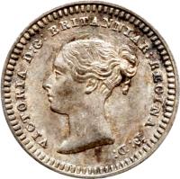 obverse of 1 1/2 Pence - Victoria - 1'st Portrait (1838 - 1870) coin with KM# 728 from United Kingdom. Inscription: VICTORIA D:G: BRITANNIAR: REGINA F:D: