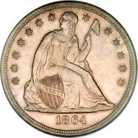 United States coin 1 Dollar - Seated Liberty (1840 - 1866) obverse obverse of 1 Dollar - Seated Liberty (1840 - 1866) coin with KM# 71 from United States. Inscription: 1845 LIBERTY