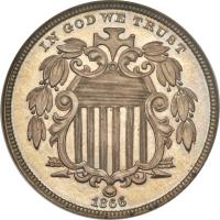 United States coin 5 Cents - Union Shield (1866 - 1867) obverse obverse of 5 Cents - Union Shield (1866 - 1867) coin with KM# 96 from United States. Inscription: IN GOD WE TRUST 1866