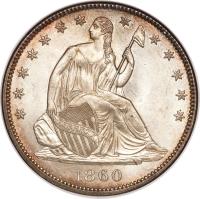 United States coin 1/2 Dollar - Seated Liberty Half Dollar; Without date arrows (1856 - 1866) obverse obverse of 1/2 Dollar - Seated Liberty Half Dollar; Without date arrows (1856 - 1866) coin with KM# A68 from United States.