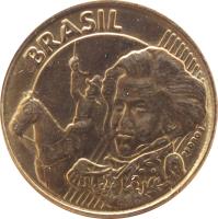 obverse of 10 Centavos (1997 - 2014) coin with KM# 649 from Brazil. Inscription: BRASIL PEDRO I