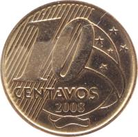 Brazil coin 10 Centavos (1997 - 2014) reverse reverse of 10 Centavos (1997 - 2014) coin with KM# 649 from Brazil. Inscription: 10 CENTAVOS 2005