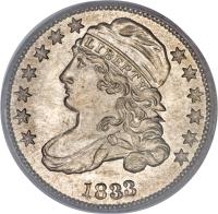 obverse of 1 Dime - Liberty Cap Dime (1828 - 1837) coin with KM# 48 from United States. Inscription: LIBERTY 1835