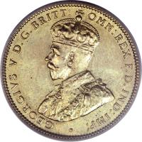 obverse of 1 Shilling - George V (1920 - 1936) coin with KM# 12a from British West Africa. Inscription: GEORGIVS V D.G.BRITT: OMN:REX F.D.IND:IMP: