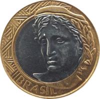 Brazil coin 1 Real (2002 - 2014) obverse obverse of 1 Real (2002 - 2014) coin with KM# 652a from Brazil. Inscription: BRASIL