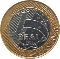 Brazil coin 1 Real (2002 - 2014) reverse reverse of 1 Real (2002 - 2014) coin with KM# 652a from Brazil. Inscription: 1 REAL 2003